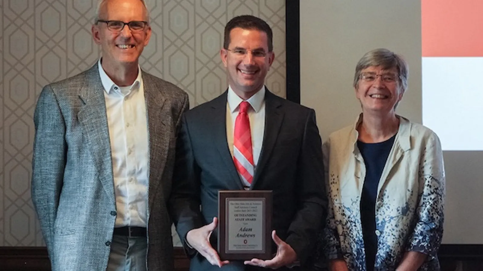 Executive Dean David Horn, CLSE Assistant Director Adam Andrews, and Divisional Dean Susan Olesik